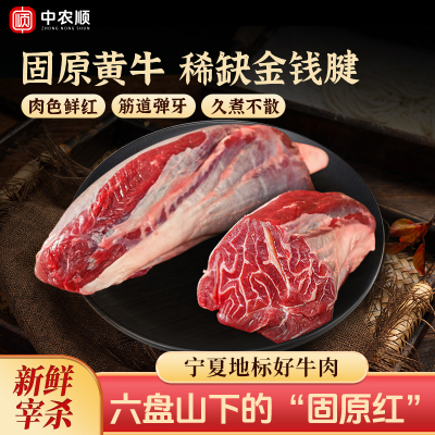 宁夏固原黄牛新鲜金钱腱原切牛腱子带腱芯牛肉健身食材清真生鲜