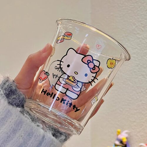 HelloKitty玻璃杯三丽鸥水杯子果汁牛奶杯高颜值耐高温饮料喝水杯