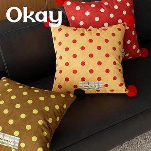 okay覆古波点简约客厅抱枕套沙发抱枕靠垫办公室腰枕套床头靠背垫