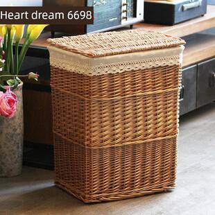 有盖藤编藤篮柳编收纳框藤筐带盖洗衣篓篮筐竹篮藤箱脏衣蓝洗衣喽