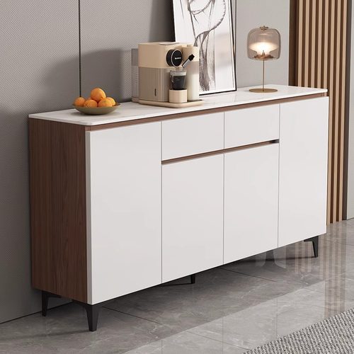 实木餐边柜靠墙一体岩板储物柜客厅家用边柜置物柜厨房茶几收纳柜