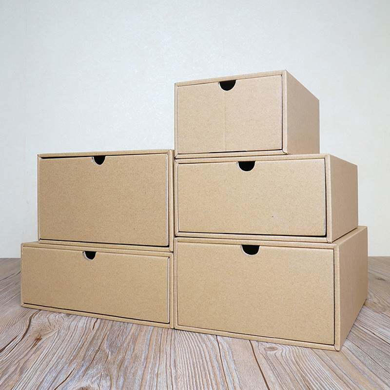 牛皮纸箱 抽屉式收纳盒 杂物收纳盒鞋子衣服收纳盒抽拉式纸盒