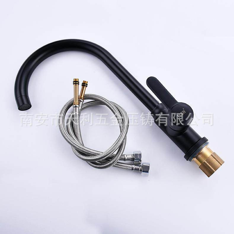 黑色厨房冷热菜盆水龙头旋转水槽龙头洗手盆大弯龙头源头工厂直批,家装主材,厨房龙头,淘宝优惠券,粉丝福利购,淘宝优惠卷