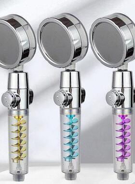 双涡轮增压花洒大风叶螺旋桨旋转增压一键止水多功能摇头调节喷头