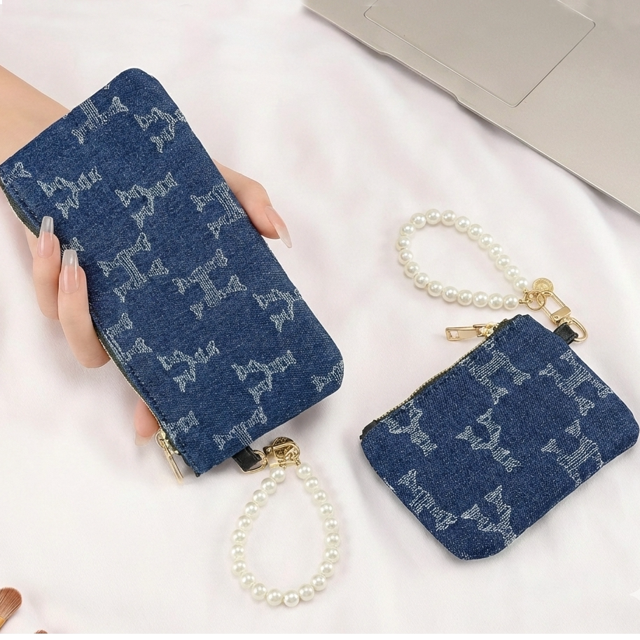 复古牛仔卡包女长短款迷你小巧风琴卡片多卡位证件卡套名片夹女包