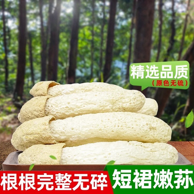 云南特产级短裙无裙竹荪菌子官方旗舰店蘑菇干货杆子无网四川贵州