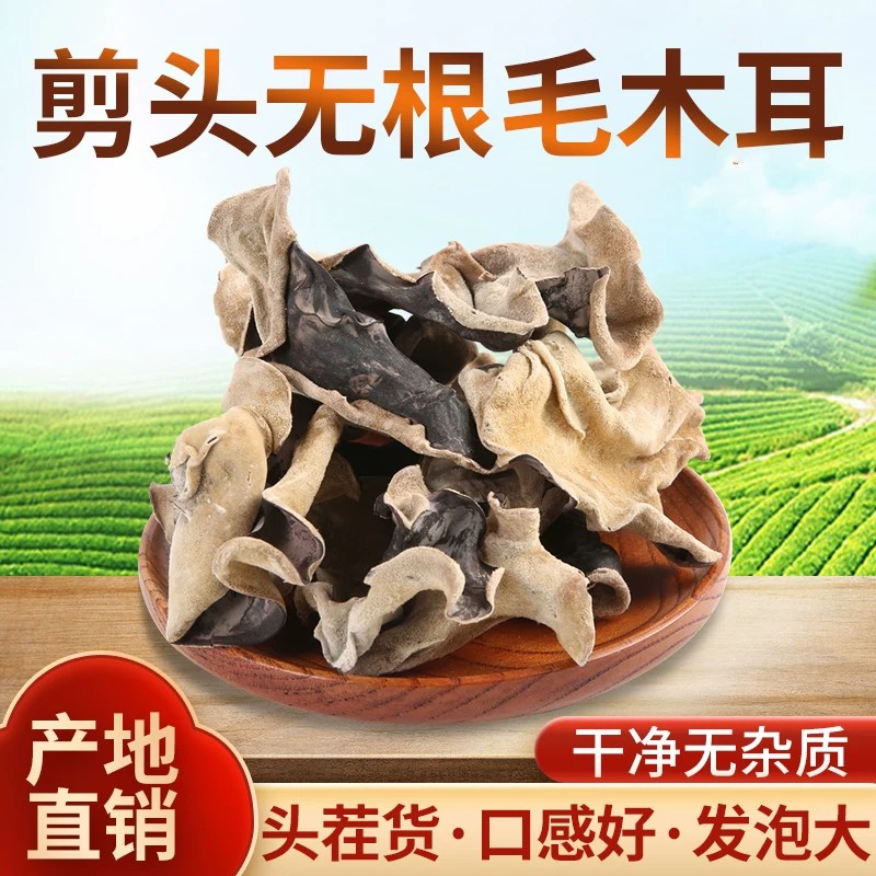 头茬无根白背毛木耳散装干货500克农家特产大黑木耳地厚脆干木耳