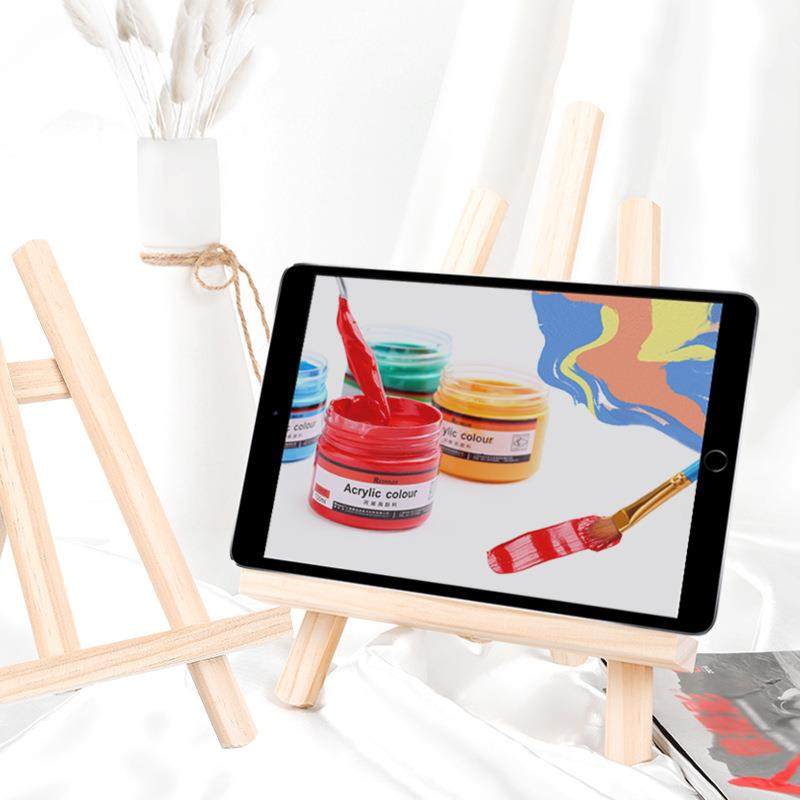 木质梯形小画架 手机平板专用三脚支架美术绘画桌面展示画架