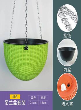 吊兰花花盆吊塑料藤吊篮吊懒吸水墙挂青萝卜常春藤吊球加厚