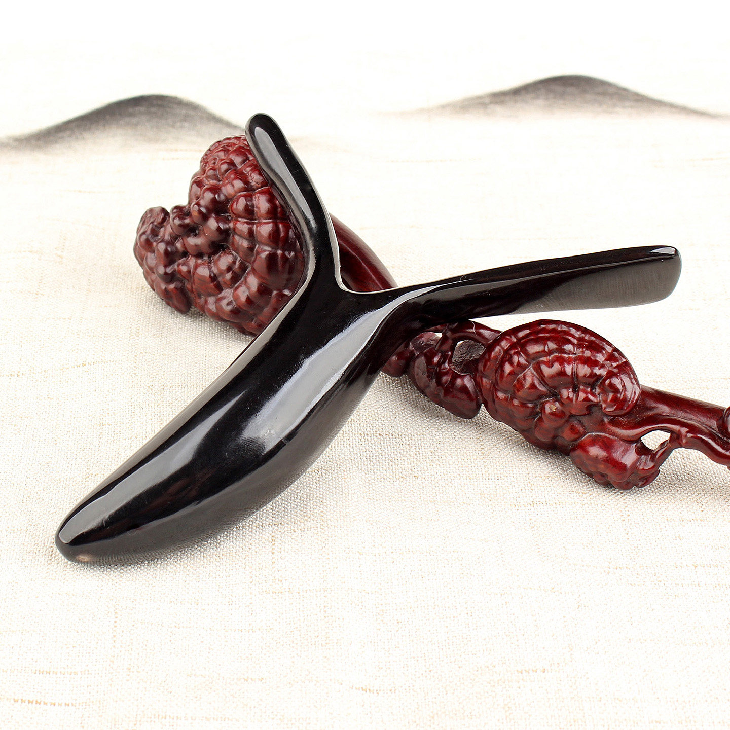 黑水牛角按摩器点穴位拨筋按压锥足疗棒按脚部足底工具三角雀刮痧