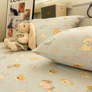 奶fufu-蓝纯棉枕套卡通枕头套单个全棉家用学生宿舍单人48cmX74cm