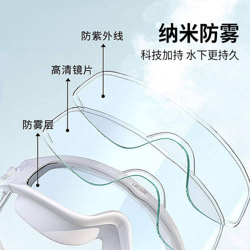 乐凯奇专业泳镜防水防雾高清女游泳眼镜近视男士大框泳镜泳帽套装