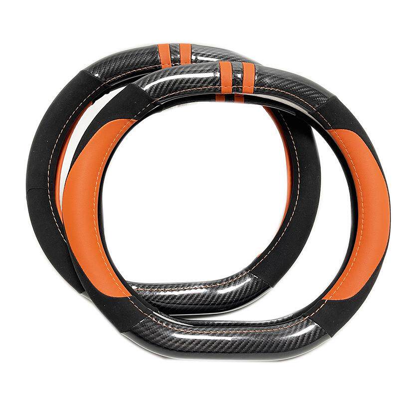 适用长安uni-v k UNIV汽车方向盘套双D型专用把套翻毛皮碳纤皮革