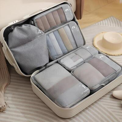 新款旅行周阳离子压缩旅行收纳套装出差旅游衣物行李整理袋六件套