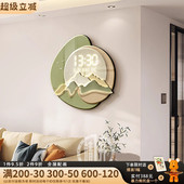 时运绵长餐厅装 饰画带钟表创意餐桌背景墙挂钟灯画高级感时钟挂画