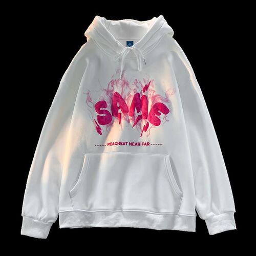 春秋季恶魔潮流印花男女生情侣连帽卫衣甜酷加绒套头带角洋气卫衣