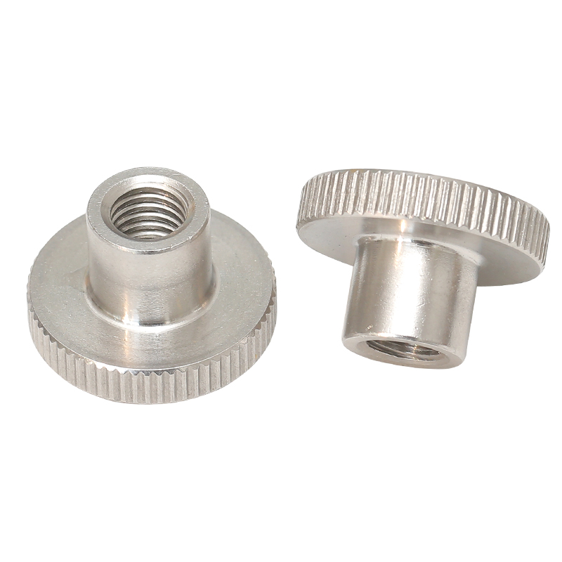 DIN466 304不锈钢头滚花螺母手拧压花螺帽台阶大头罗母M2-M10
