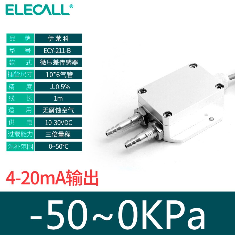微压差传感器风压变送器4-20mA快拧快插宝塔接头风管风机压力差压