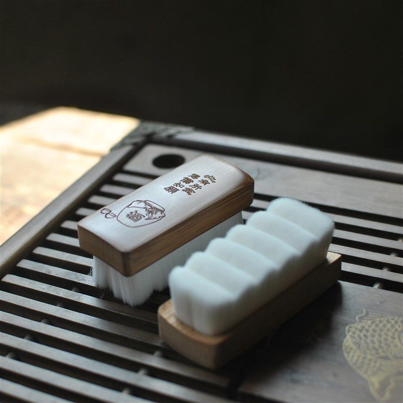 老煤竹雕定制文玩刷子万毛刷核桃橄榄核金刚包浆纳T米刷养护软刷