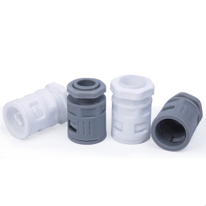 PE塑料穿线波纹管k黑白灰直插式接头 螺纹套管外丝箱接头AD13 15.