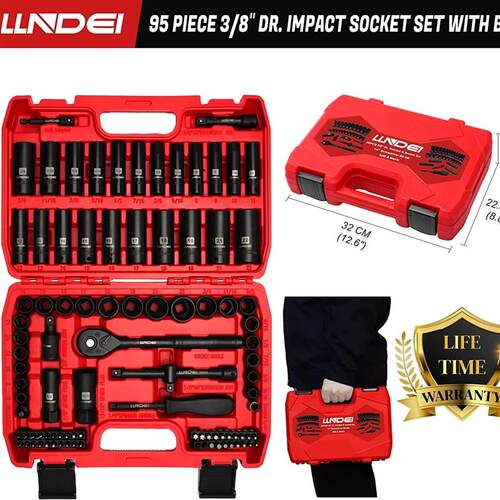 【LLNDEI】95件9.5mm汽修火花塞I换胎工具套筒批头中飞棘轮扳手