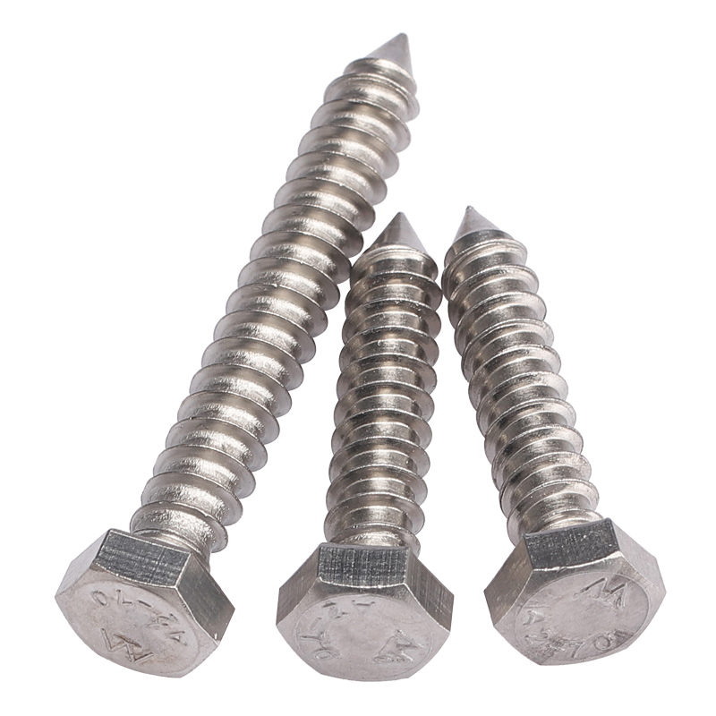 304不锈钢外六角自攻螺丝加u长全牙木牙螺丝粗牙家具螺钉M5M6M8M1