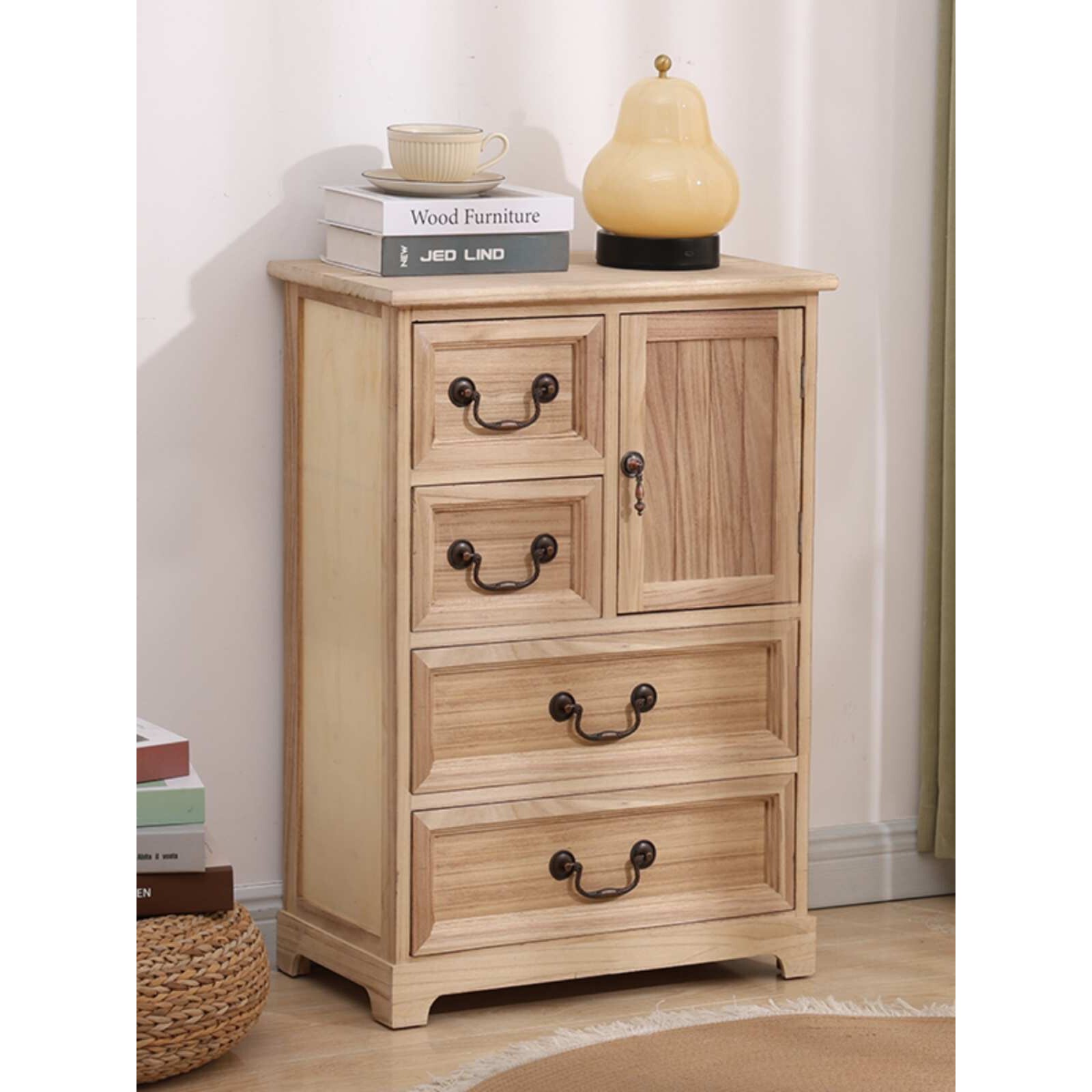 美式乡村实木斗柜复古床头柜客厅边柜收纳抽屉柜装饰组合储物柜