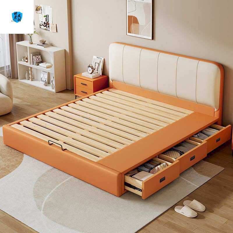 超薄床头床小户型主卧室双人床多功能高箱气压床带抽屉储物床