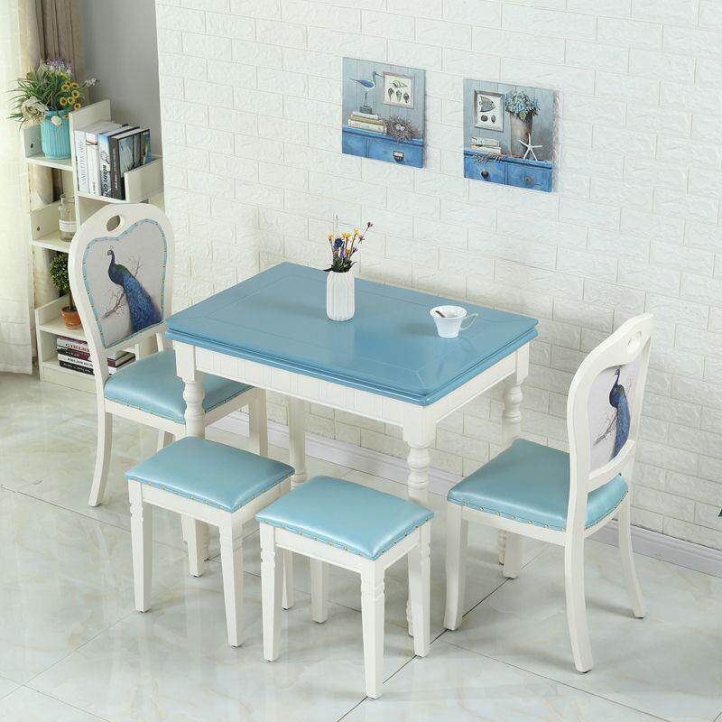 实木小户型折叠省空间简约餐桌椅组合家用地中海多功能田园饭桌