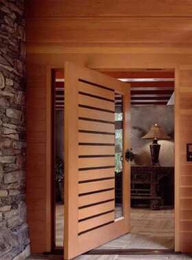 简约风格转轴门实木门偏轴门原木门复合门中轴门旋转门入户门大门