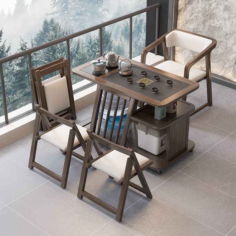 新中式可移动茶桌椅组合实木阳台小茶桌简约客厅家用多功能茶水柜