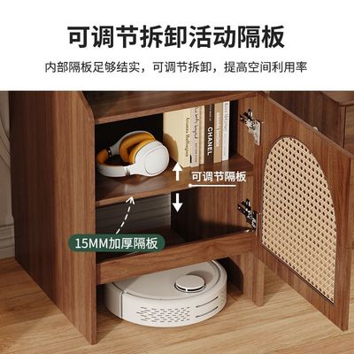 实木扫地机器人柜电视柜旁小边柜收纳柜现代简约矮柜多功能置物架