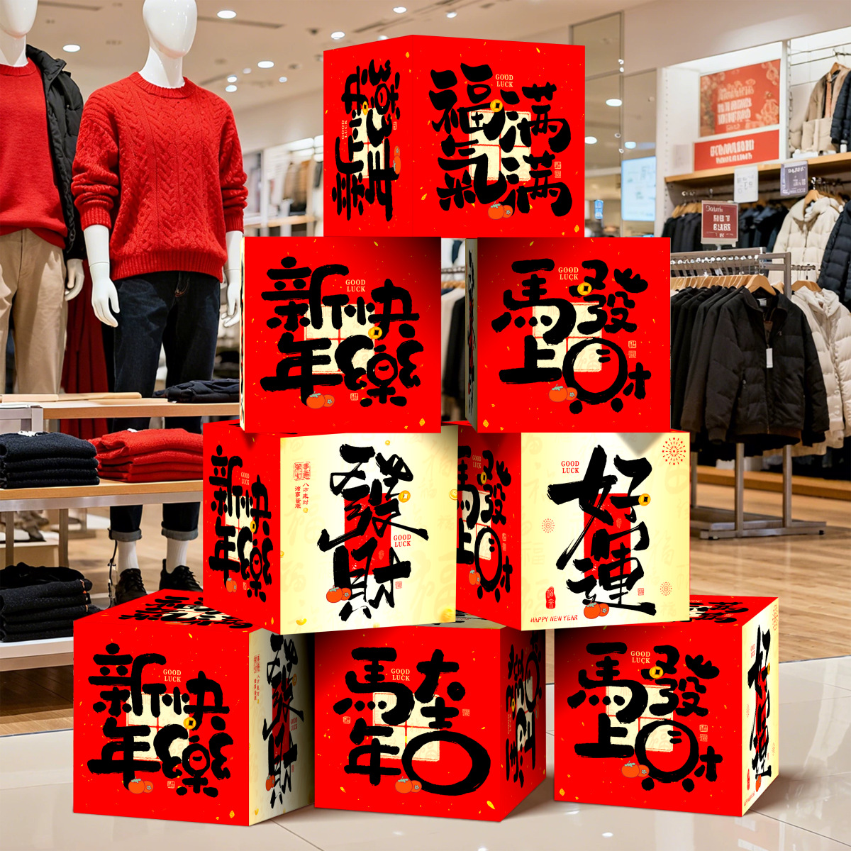 2026新年国风装饰品礼盒摆件商场