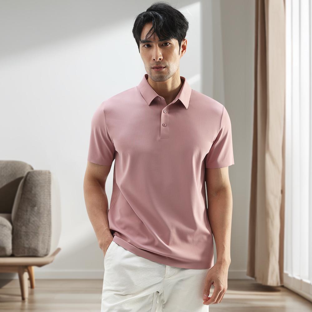 轻柔夹层锦凉感无痕一片领POLO衫