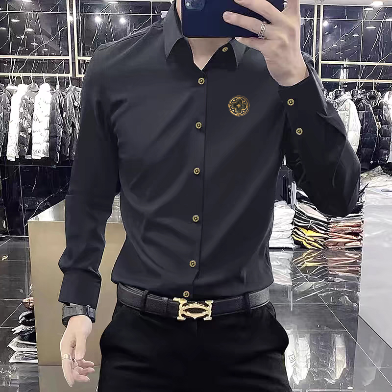 秋丝光免烫无痕长袖衬衫男装上衣