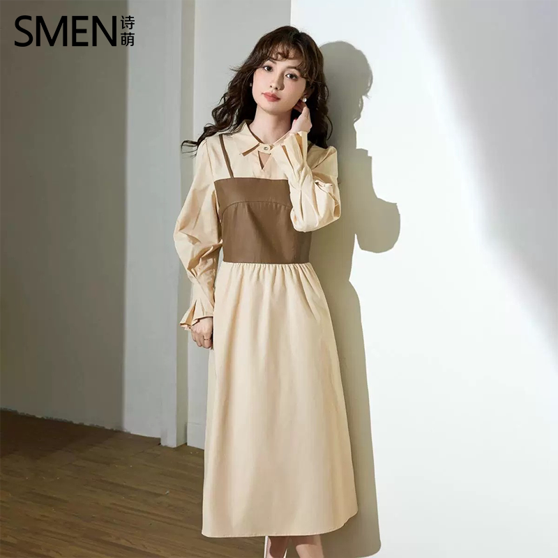 SMEN诗萌2026秋季新款复古连衣裙