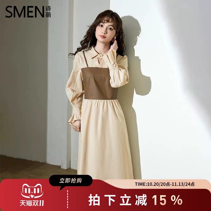 SMEN诗萌2026秋季新款复古连衣裙
