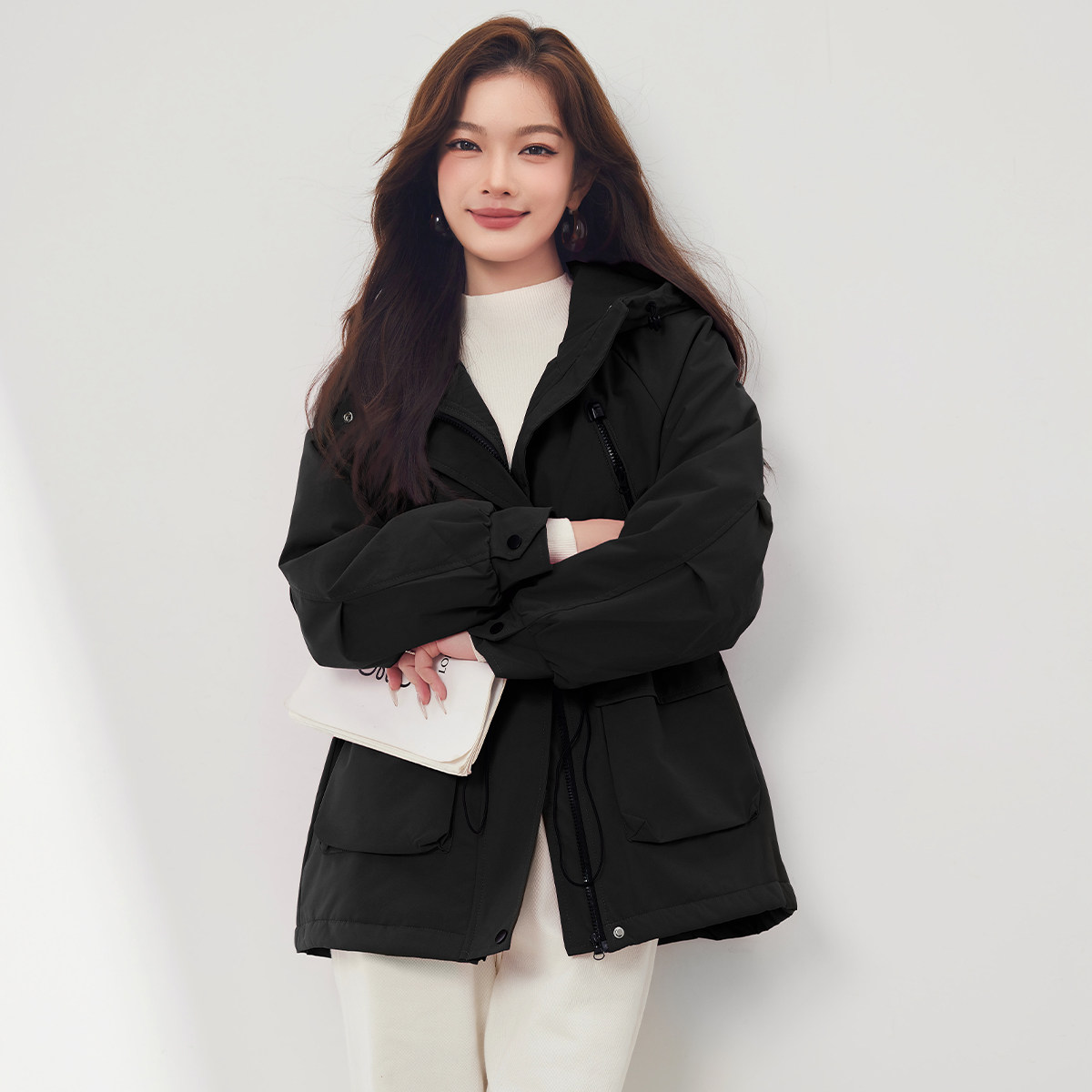 加厚保暖宽松休闲显瘦黑色外套