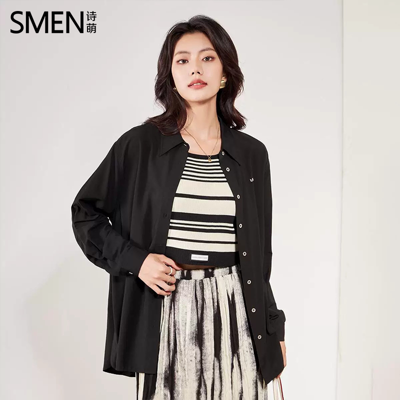 SMEN诗萌2026秋新款韩版长袖衬衫