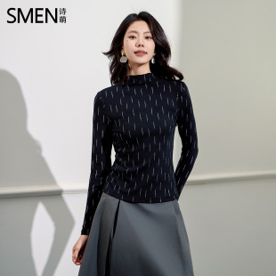 显瘦叠穿长袖 Smen 修身 2025秋冬新款 上衣女 诗·萌高领内搭打底衫