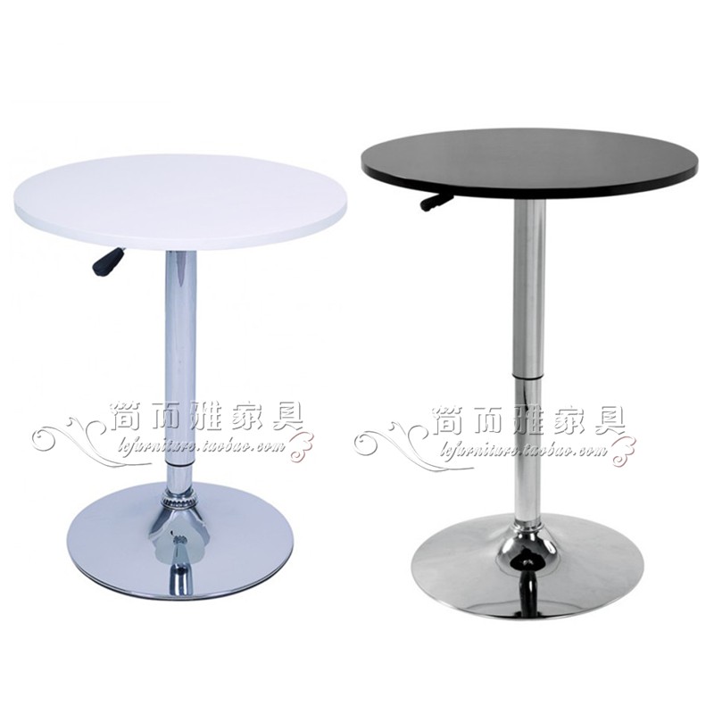 酒吧圆桌现代休闲圆茶几白色咖啡桌升降高脚桌小圆吧台办公接待桌