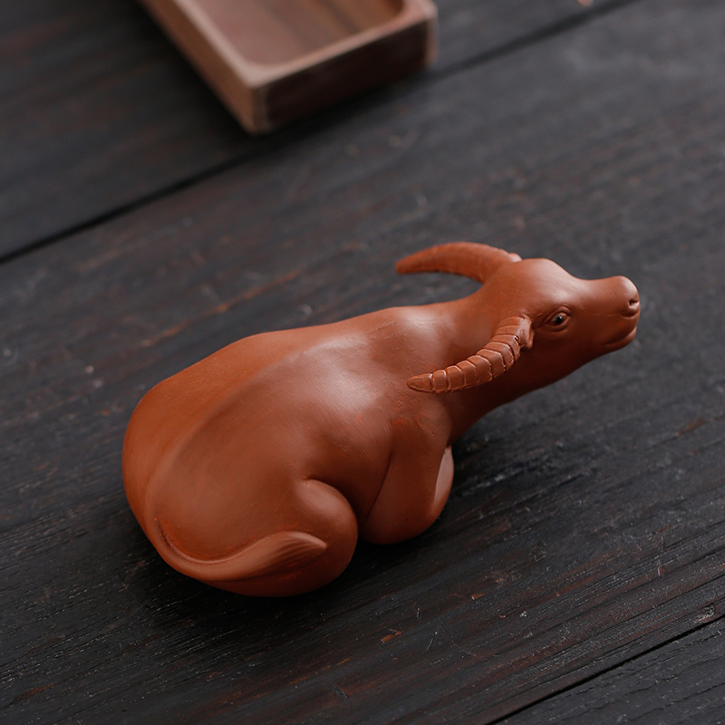 创意招财生肖牛紫砂水牛紫砂茶宠茶玩摆件牛转乾坤茶桌茶台装饰品