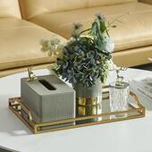 现代简约皮革卫生纸盒客厅茶几餐桌卧室高档纸巾盒装 饰花瓶收纳套