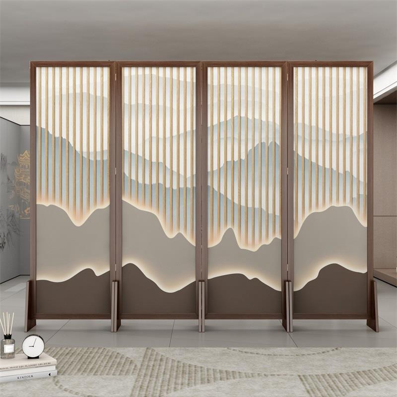 2025新款折叠屏风隔断可移动实木玄关客厅办公会议室酒店遮挡中式