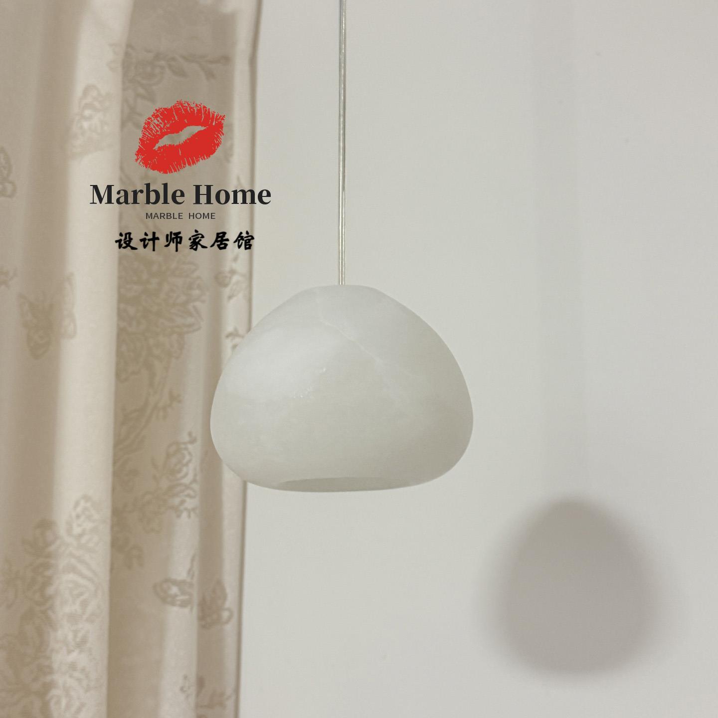 意式轻奢高级进口天然云石可升降氛围吊灯餐桌卧室床头小吊线灯