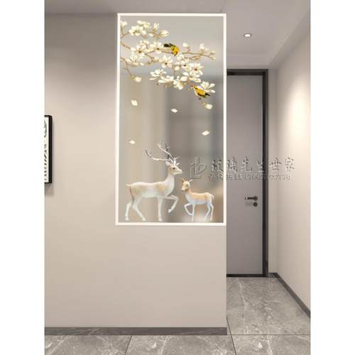 现代轻奢艺术玻璃屏风半墙隔断客厅入户遮挡玄关装饰卧室家装简约