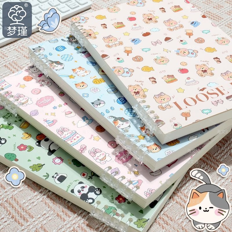 梦瑾新款加厚趣味扉页B5不硌手白卡封面笔记本活页本可拆环扣线圈本a5横线内页初高中生专用大学生考研记事本