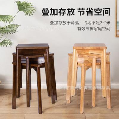 实木方凳子家用客厅板凳餐桌凳原木餐桌凳木头凳子餐厅可叠放凳子