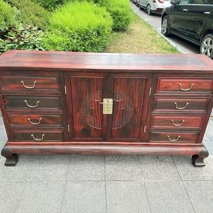 老挝大红酸枝餐边柜满工云龙纹三联闷户柜古典家具交趾黄檀木家具