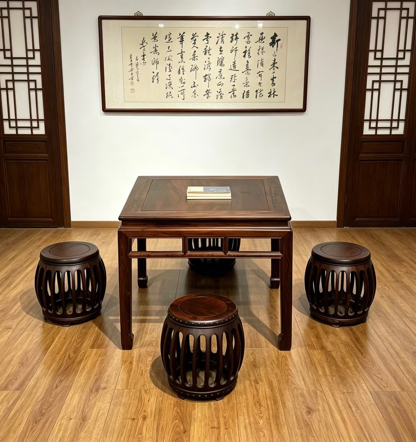 红木家具大红酸枝圆桌实木中式客厅家用五子登科主休闲桌圆台老料